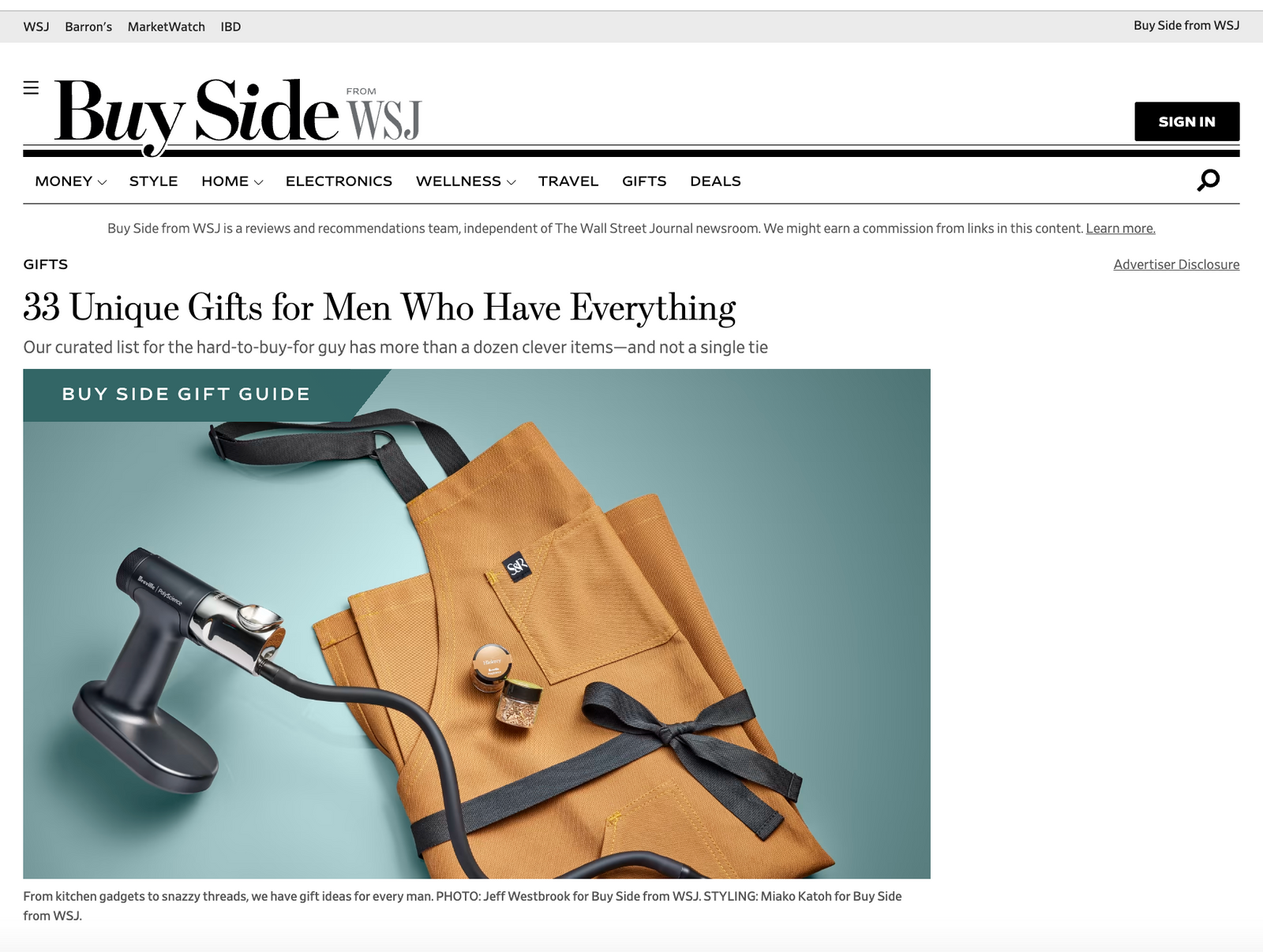 S&R in Buy Side from the Wall Street Journal