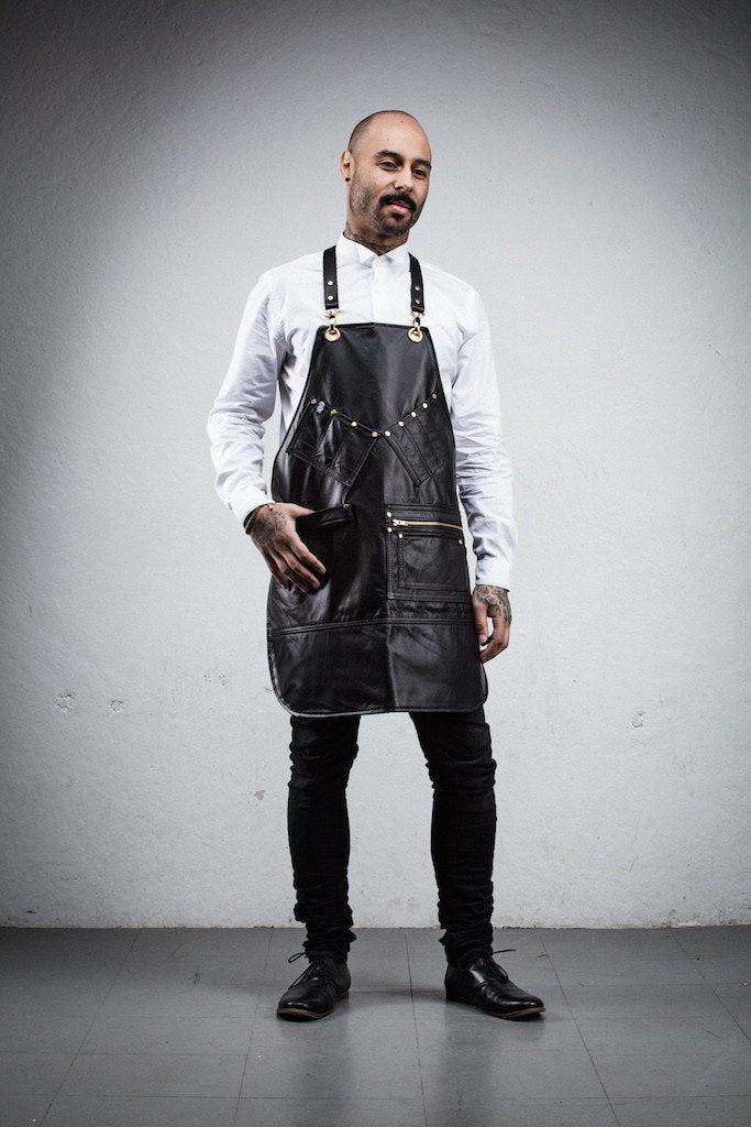 all leather barber stylist apron search and rescue denim co