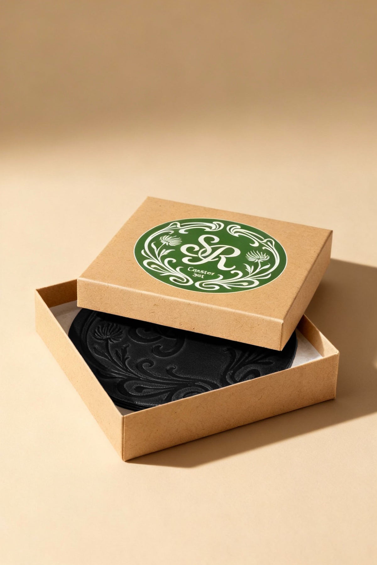 Leather Coaster - Espresso Black - Set of 4