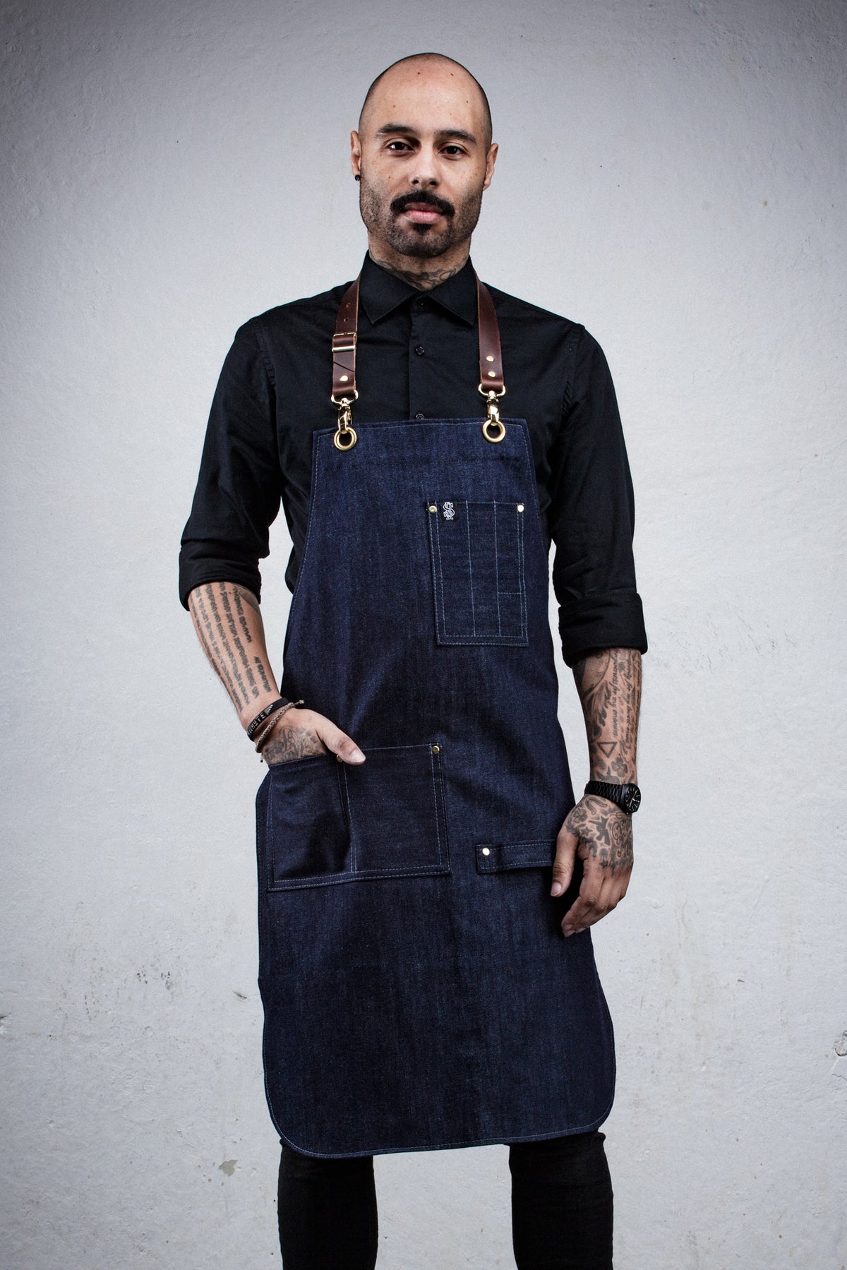 Denim Bartender Apron - Indigo Blue