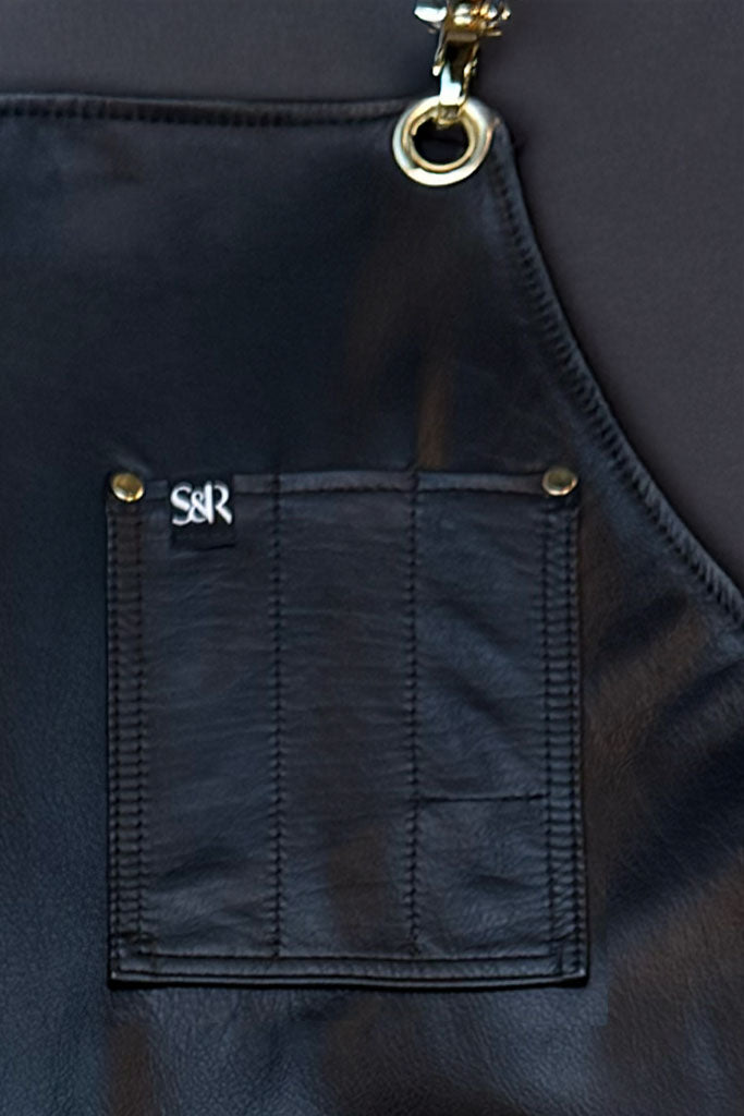 Leather Bartender Apron - Black