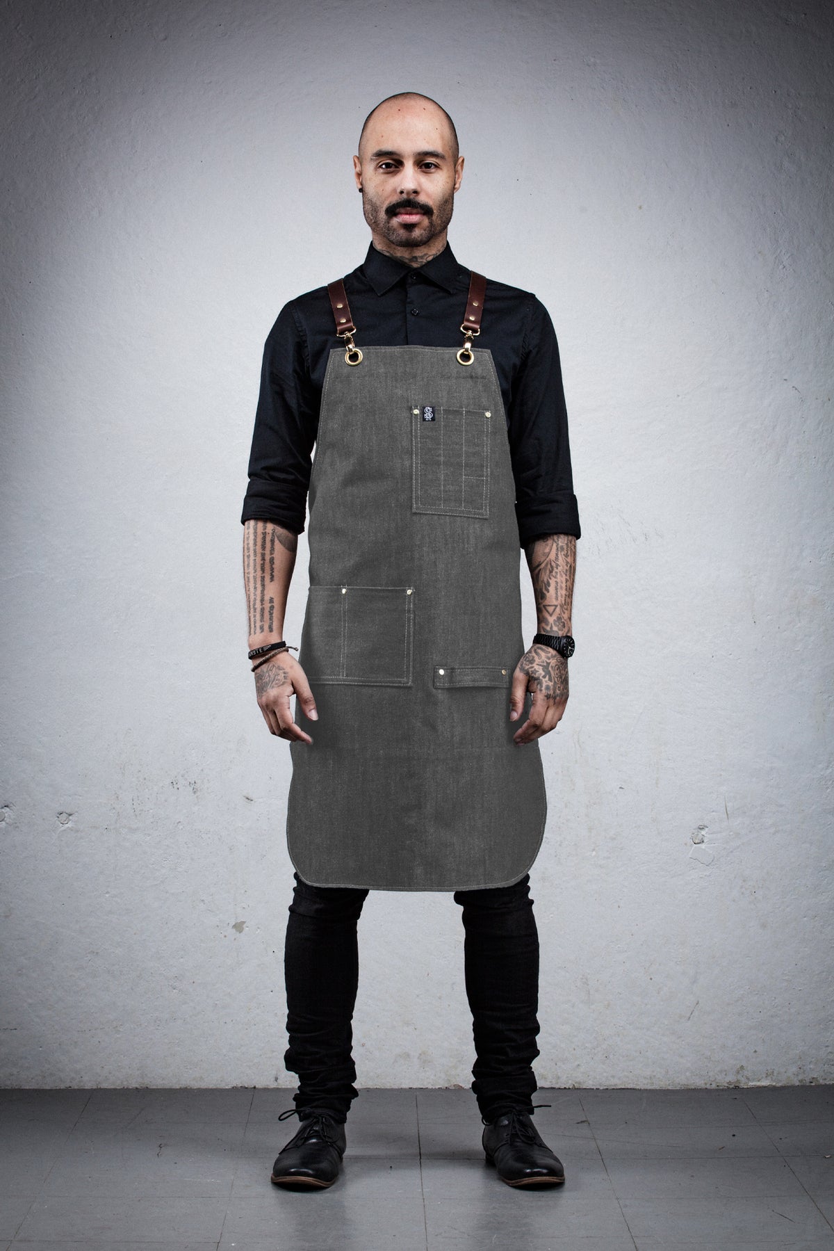 Denim Bartender Apron - Charcoal Grey