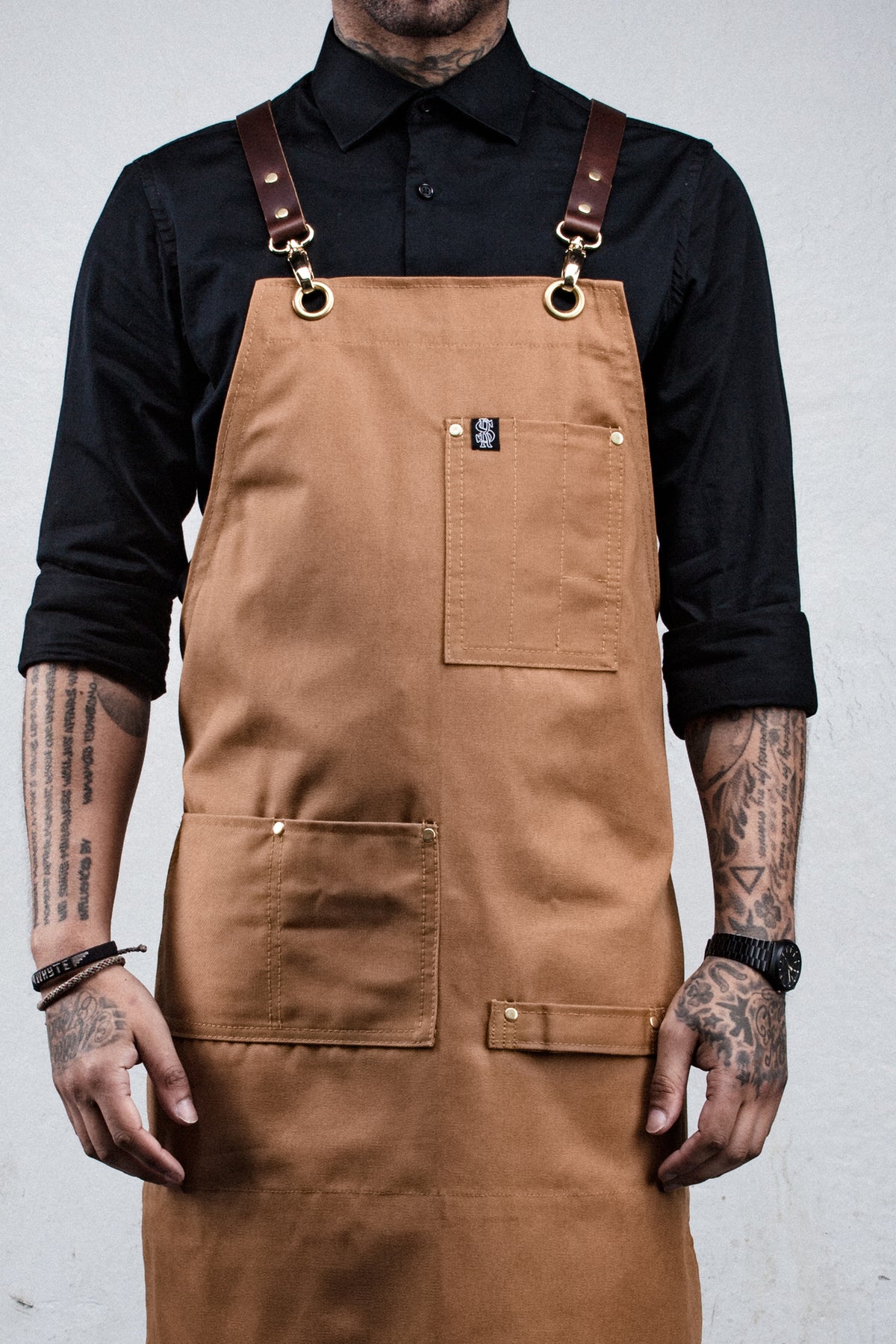 BARTENDER APRON - BROWN CANVAS