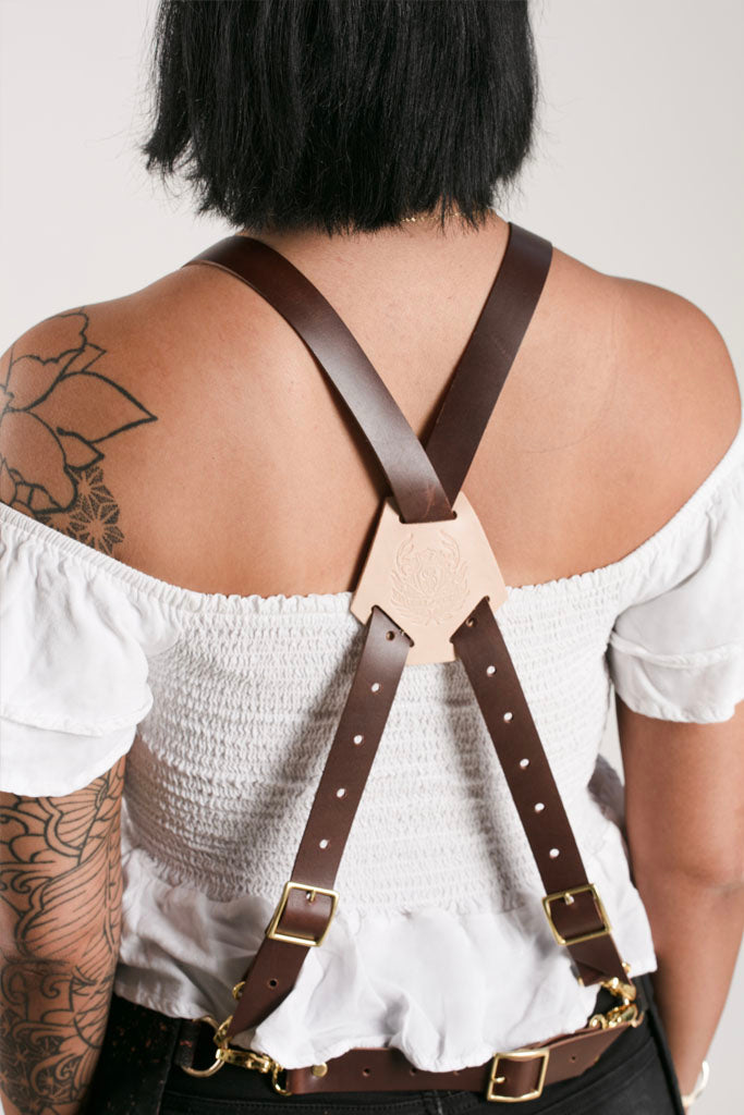 ACID BURN APRON - GREY DENIM - Gold or Chrome Hardware - 4 Sizes