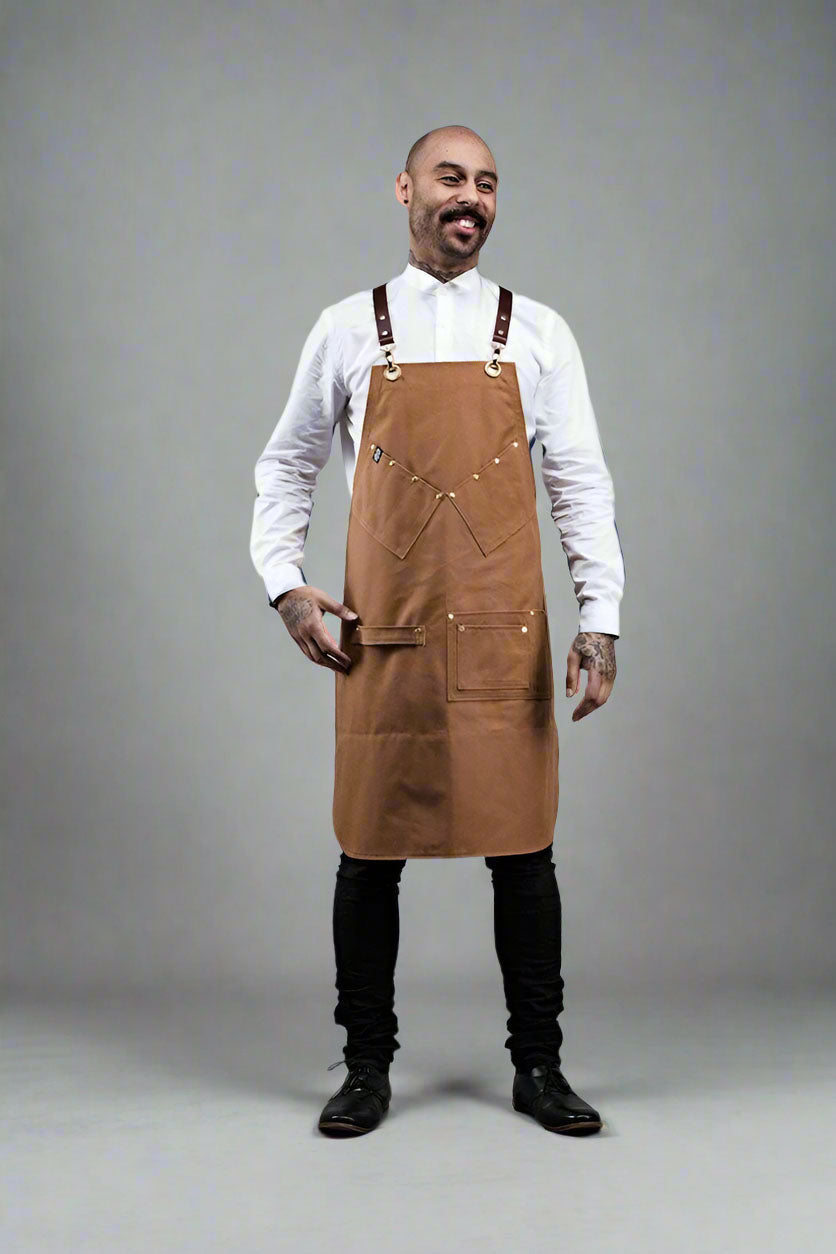 BARBER &amp; STYLIST APRON - Brown or Black Canvas - 4 Sizes